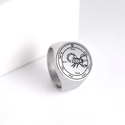 Key Of Solomon's Pentacle Amulet Ring | Sigil Magick Talisman Jewelry | Sizes 9 & 10 Silver Color Rings | Apollo Tarot Shop