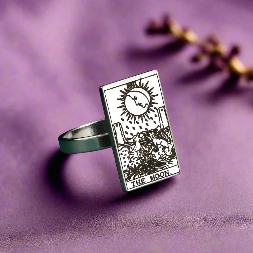 Tarot Card Ring | Silver & Gold Charms Of Major Arcana Cards | Extra Small Size | Apollo Tarot Shop