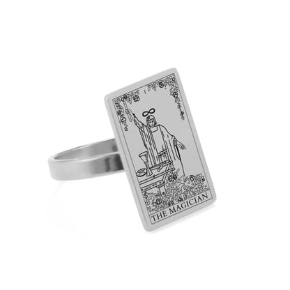 Tarot Card Ring | Silver & Gold Charms Of Major Arcana Cards | Large Size | Apollo Tarot Shop