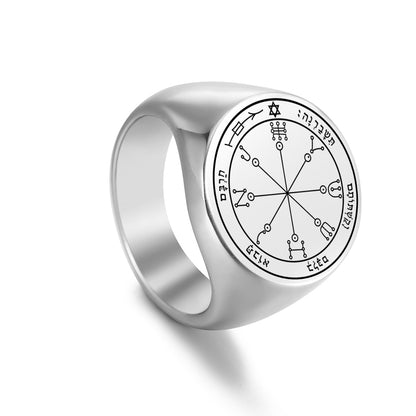 Key Of Solomon's Pentacle Amulet Ring | Sigil Magick Talisman Jewelry | Sizes 9 & 10 Silver Color Rings | Apollo Tarot Shop