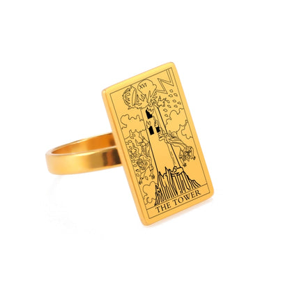 Tarot Card Ring | Silver & Gold Charms Of Major Arcana Cards | Large Size | Apollo Tarot Shop