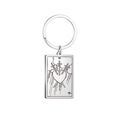 Tarot Card Keychains | All 78 Major & Minor Arcana Tarot Cards RWS Charm | Silver Color Stainless Steel Spiritual Amulet Keyring