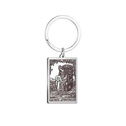 Tarot Card Keychains | All 78 Major & Minor Arcana Tarot Cards RWS Charm | Silver Color Stainless Steel Spiritual Amulet Keyring