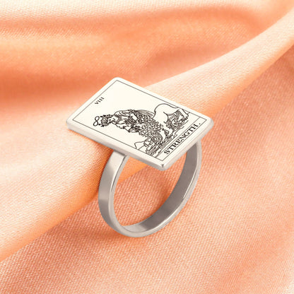 Tarot Card Ring | Silver & Gold Charms Of Major Arcana Cards | Large Size | Apollo Tarot Shop