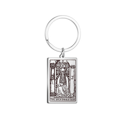 Tarot Card Keychains | All 78 Major & Minor Arcana Tarot Cards RWS Charm | Silver Color Stainless Steel Spiritual Amulet Keyring