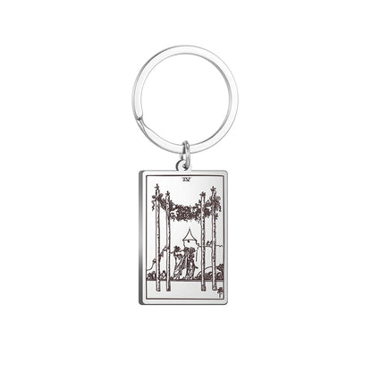 Tarot Card Keychains | All 78 Major & Minor Arcana Tarot Cards RWS Charm | Silver Color Stainless Steel Spiritual Amulet Keyring