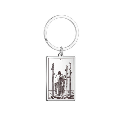 Tarot Card Keychains | All 78 Major & Minor Arcana Tarot Cards RWS Charm | Silver Color Stainless Steel Spiritual Amulet Keyring