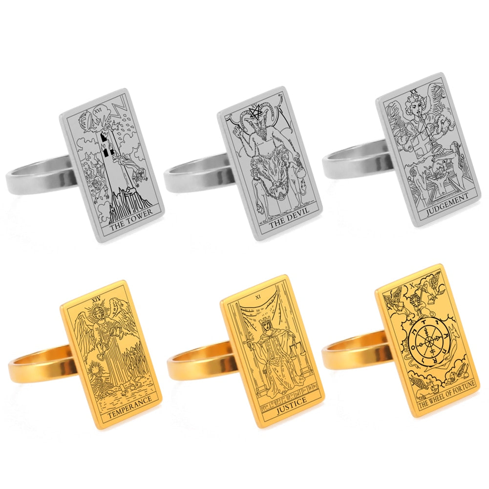 Tarot Card Ring | Silver & Gold Charms Of Major Arcana Cards | Extra Small Size | Apollo Tarot Shop