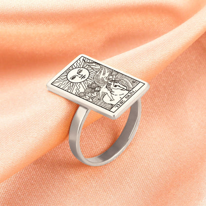 Tarot Card Ring | Silver & Gold Charms Of Major Arcana Cards | Large Size | Apollo Tarot Shop