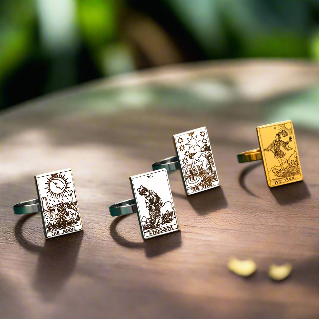 Tarot Card Ring | Silver & Gold Charms Of Major Arcana Cards | Extra Small Size | Apollo Tarot Shop