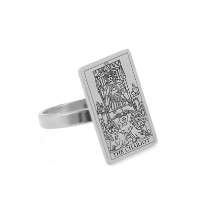 Tarot Card Ring | Silver & Gold Charms Of Major Arcana Cards | Large Size | Apollo Tarot Shop