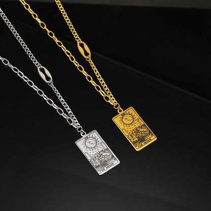 Tarot Card Necklace | Major and Minor Arcana Good Luck Pendant | Silver And Gold Stainless Steel Jewelry | Apollo Tarot Shop