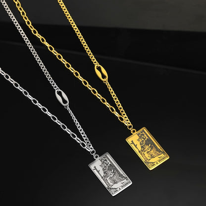 Tarot Card Necklace | Major and Minor Arcana Good Luck Pendant | Silver And Gold Stainless Steel Jewelry | Apollo Tarot Shop