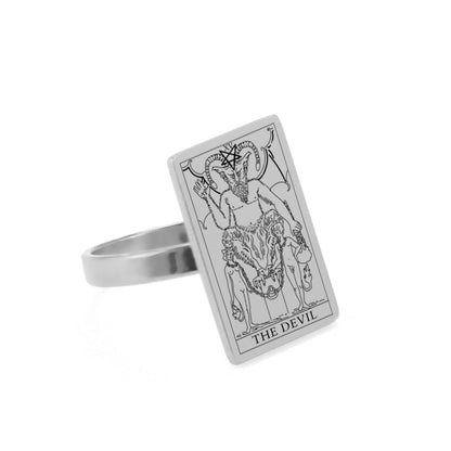 Tarot Card Ring | Silver & Gold Charms Of Major Arcana Cards | Large Size | Apollo Tarot Shop