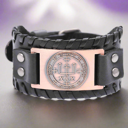 Angel Sigil Bracelet, Leather Charm Of The Archangel Raphael, Men's Jewelry | Apollo Tarot