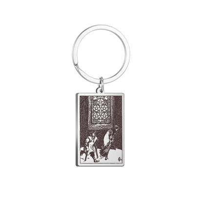 Tarot Card Keychains | All 78 Major & Minor Arcana Tarot Cards RWS Charm | Silver Color Stainless Steel Spiritual Amulet Keyring