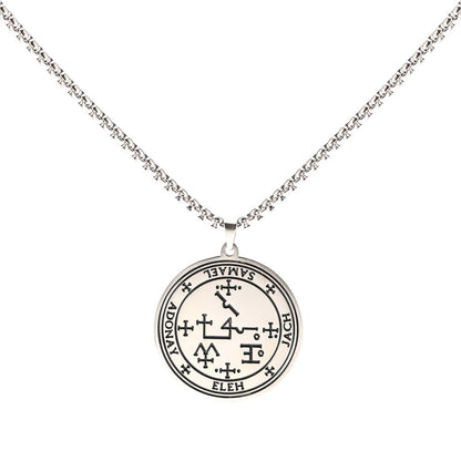 Archangel Sigil Necklaces | Angel Magick Talisman Enochian Amulet | Stainless Steel Long Chain Round Pendants | Apollo Tarot Shop