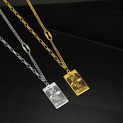 Tarot Card Necklace | Major and Minor Arcana Good Luck Pendant | Silver And Gold Stainless Steel Jewelry | Apollo Tarot Shop