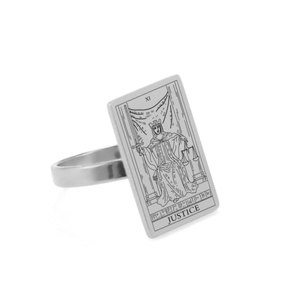 Tarot Card Ring | Silver & Gold Charms Of Major Arcana Cards | Large Size | Apollo Tarot Shop