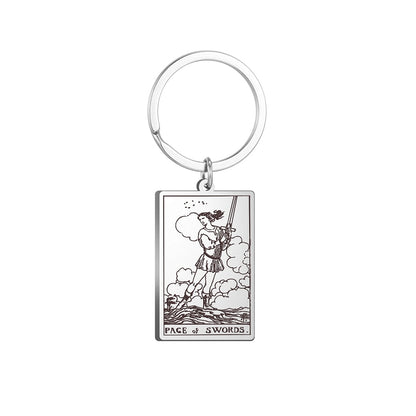 Tarot Card Keychains | All 78 Major & Minor Arcana Tarot Cards RWS Charm | Silver Color Stainless Steel Spiritual Amulet Keyring