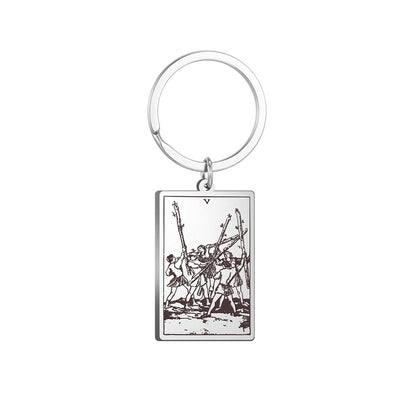 Tarot Card Keychains | All 78 Major & Minor Arcana Tarot Cards RWS Charm | Silver Color Stainless Steel Spiritual Amulet Keyring