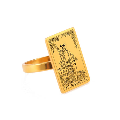 Tarot Card Ring | Silver & Gold Charms Of Major Arcana Cards | Large Size | Apollo Tarot Shop