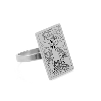 Tarot Card Ring | Silver & Gold Charms Of Major Arcana Cards | Large Size | Apollo Tarot Shop