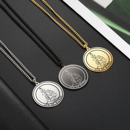 Round Tarot Card Necklace | Suit Of Wands Minor Arcana Rounded Cards Pendant | Unisex Statement Jewelry | Apollo Tarot Shop