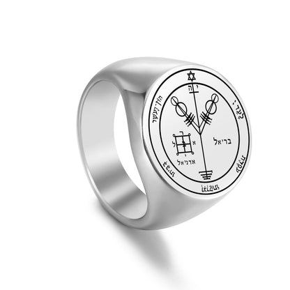 Key Of Solomon's Pentacle Amulet Ring | Sigil Magick Talisman Jewelry | Sizes 9 & 10 Silver Color Rings | Apollo Tarot Shop