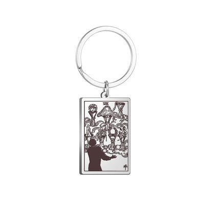 Tarot Card Keychains | All 78 Major & Minor Arcana Tarot Cards RWS Charm | Silver Color Stainless Steel Spiritual Amulet Keyring