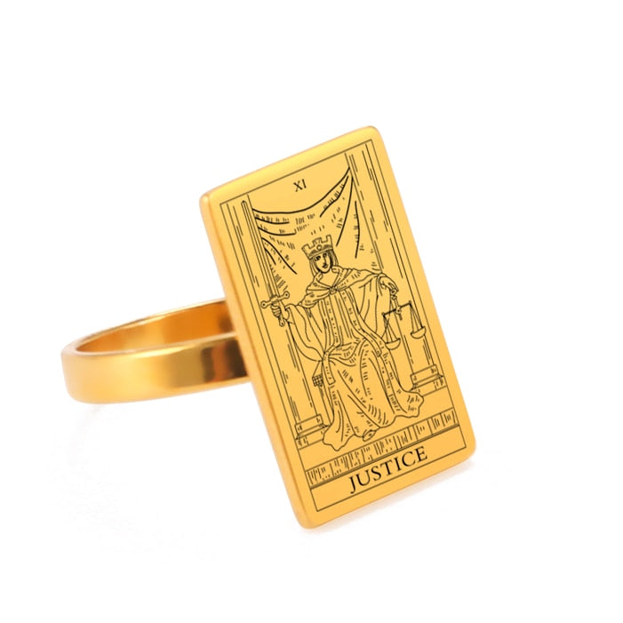 Tarot Card Ring | Silver & Gold Charms Of Major Arcana Cards | Extra Small Size | Apollo Tarot Shop