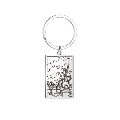 Tarot Card Keychains | All 78 Major & Minor Arcana Tarot Cards RWS Charm | Silver Color Stainless Steel Spiritual Amulet Keyring