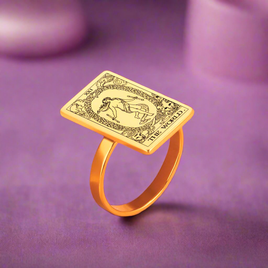 Tarot Card Ring | Silver & Gold Charms Of Major Arcana Cards | Extra Small Size | Apollo Tarot Shop