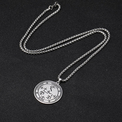 Archangel Sigil Necklaces | Angel Magick Talisman Enochian Amulet | Stainless Steel Long Chain Round Pendants | Apollo Tarot Shoo