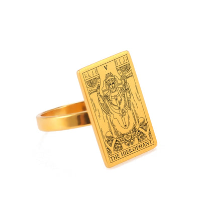 Tarot Card Ring | Silver & Gold Charms Of Major Arcana Cards | Large Size | Apollo Tarot Shop