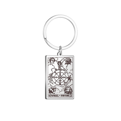 Tarot Card Keychains | All 78 Major & Minor Arcana Tarot Cards RWS Charm | Silver Color Stainless Steel Spiritual Amulet Keyring