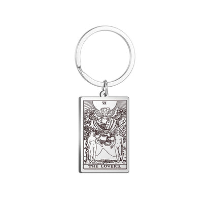 Tarot Card Keychains | All 78 Major & Minor Arcana Tarot Cards RWS Charm | Silver Color Stainless Steel Spiritual Amulet Keyring