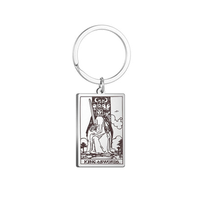 Tarot Card Keychains | All 78 Major & Minor Arcana Tarot Cards RWS Charm | Silver Color Stainless Steel Spiritual Amulet Keyring