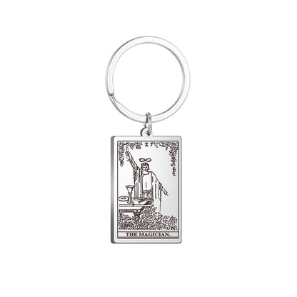 Tarot Card Keychains | All 78 Major & Minor Arcana Tarot Cards RWS Charm | Silver Color Stainless Steel Spiritual Amulet Keyring