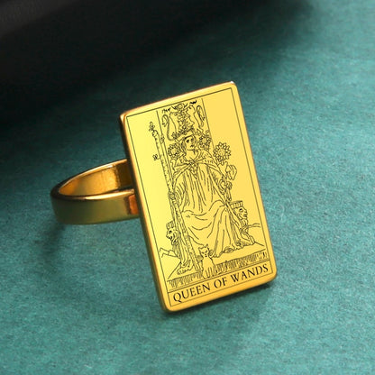 Tarot Card Ring | Suit Of Wands Minor Arcana Tarot Cards | Gold-Plated Stainless Steel Charm Jewelry | Apollo Tarot