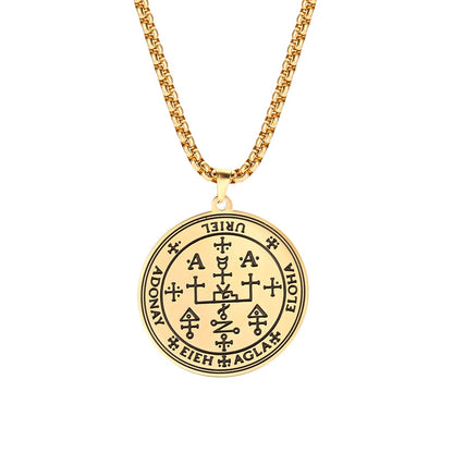 Archangel Sigil Necklaces | Angel Magick Talisman Enochian Amulet | Stainless Steel Long Chain Round Pendants | Apollo Tarot Shop