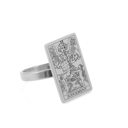 Tarot Card Ring | Silver & Gold Charms Of Major Arcana Cards | Large Size | Apollo Tarot Shop