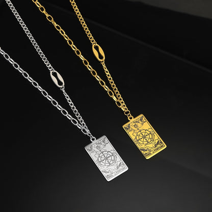 Tarot Card Necklace | Major and Minor Arcana Good Luck Pendant | Silver And Gold Stainless Steel Jewelry | Apollo Tarot Shop