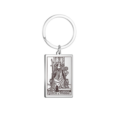 Tarot Card Keychains | All 78 Major & Minor Arcana Tarot Cards RWS Charm | Silver Color Stainless Steel Spiritual Amulet Keyring