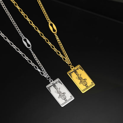 Tarot Card Necklace | Major and Minor Arcana Good Luck Pendant | Silver And Gold Stainless Steel Jewelry | Apollo Tarot Shop