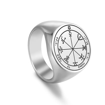 Key Of Solomon's Pentacle Amulet Ring | Sigil Magick Talisman Jewelry | Sizes 9 & 10 Silver Color Rings | Apollo Tarot Shop