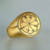 Key Of Solomon Pentacle Amulet Ring | Sigil Magick Talisman Jewelry | Sizes 9 & 10 Gold Plated Stainless Steel Rings | Apollo Tarot Shop