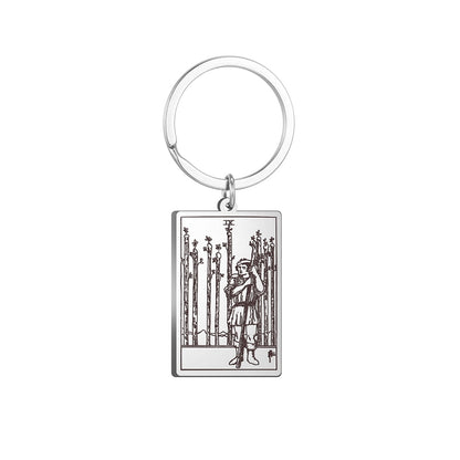 Tarot Card Keychains | All 78 Major & Minor Arcana Tarot Cards RWS Charm | Silver Color Stainless Steel Spiritual Amulet Keyring