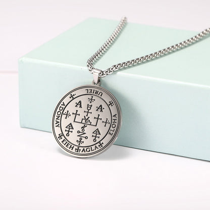 Archangel Sigil Necklaces | Angel Magick Talisman Enochian Amulet | Stainless Steel Long Chain Round Pendants | Apollo Tarot Shop