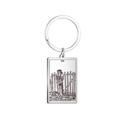 Tarot Card Keychains | All 78 Major & Minor Arcana Tarot Cards RWS Charm | Silver Color Stainless Steel Spiritual Amulet Keyring